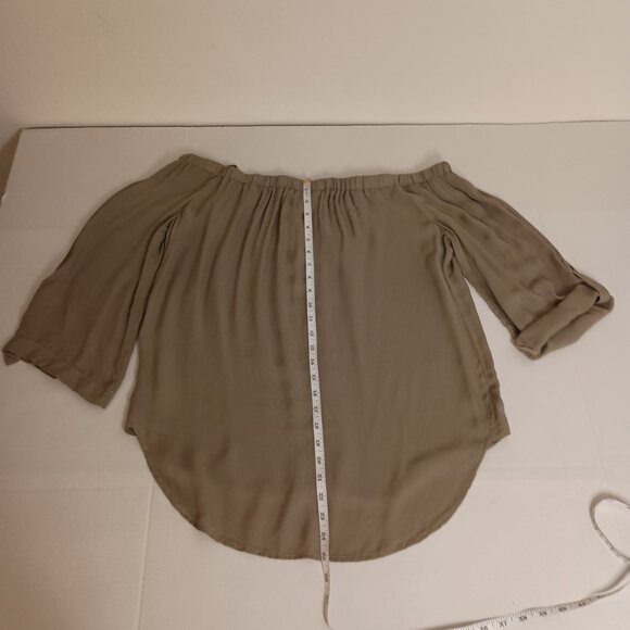Bella Dahl Women’s Olive Green Off-the-Shoulder High-Low Top Size L Large NWT - Picture 14 of 16